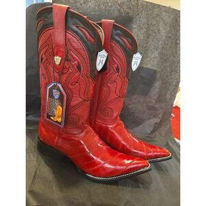 WILD WEST RED 3X-TOE GENUINE EEL WESTERN COWBOY BOOT 10EE